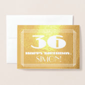 36e verjaardag: naam + Art Deco geïnspireerd look  Folie Kaarten (Voorkant met envelop)