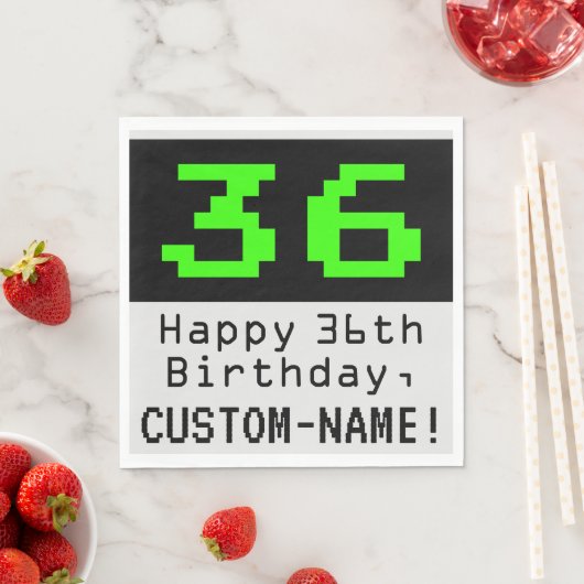 36e verjaardag - nerdy / geeky stijl "36" & naam servet (Insitu)