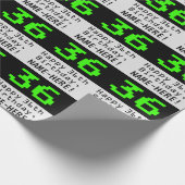 36e verjaardag - Nerdy / Geeky Style "36" en Naam Cadeaupapier (Hoek)