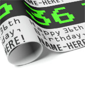 36e verjaardag - Nerdy / Geeky Style "36" en Naam Cadeaupapier (Rol Hoek)