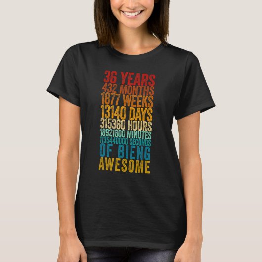 36e verjaardag oude meter 36 jaar oud t-shirt (Voorkant)