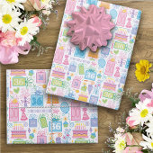 36e verjaardag Pastel Roze Cake Cadeaus Ballons Inpakpapier Vel