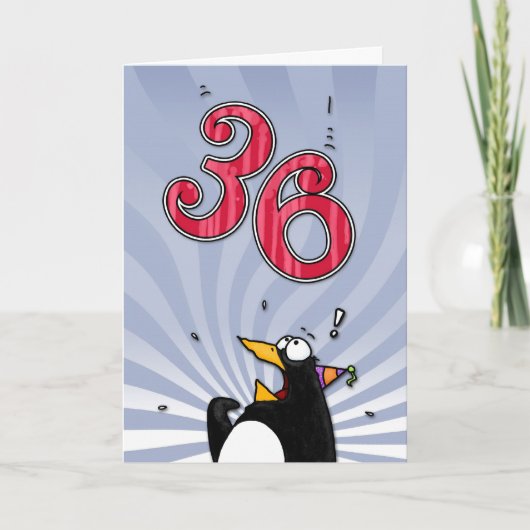36e verjaardag - Penguin Surprise Kaart (Voorkant)