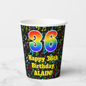 36e Verjaardag: Plezier Muzieknoten Patroon, Regen Papieren Bekers (Achterkant)