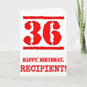 36e verjaardag: Plezier, Rood Rubber Stamp Geïnspi Kaart (Voorkant)