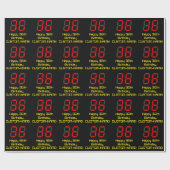 36e verjaardag: Red Digital Clock Style "36" + naa Cadeaupapier (Vlak)
