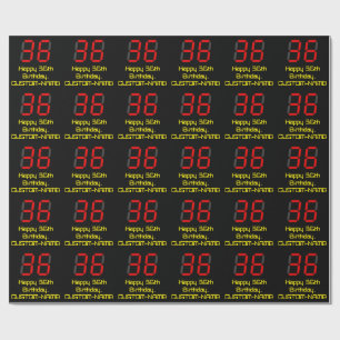 36e verjaardag: Red Digital Clock Style "36" + naa Cadeaupapier