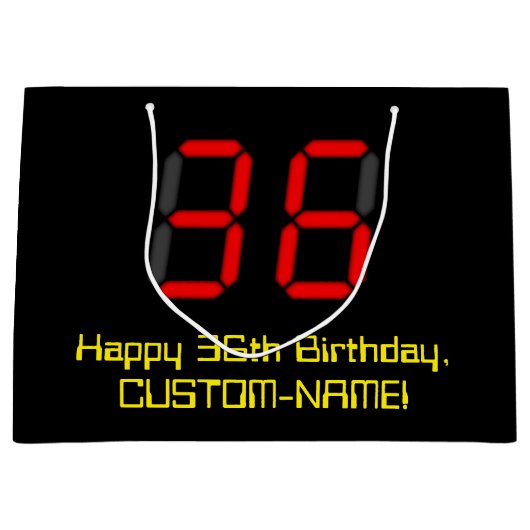 36e verjaardag: Red Digital Clock Style "36" + naa Groot Cadeauzakje (Voorkant)