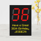 36e verjaardag: Red Digital Clock Style "36" + naa Kaart (Gele Bloem)