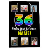 36e verjaardag: Regenboog "36", aangepaste foto's  Medium Cadeauzakje (Voorkant)