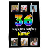 36e verjaardag: Regenboog "36", aangepaste foto's  Medium Cadeauzakje (Achterkant)