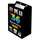 36e verjaardag: Regenboog "36", aangepaste foto's  Medium Cadeauzakje (Achterkant Gekanteld)