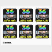 36e Verjaardag: Regenboog "36"; Aangepaste Foto's Vierkante Sticker (Vel)