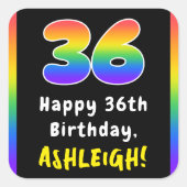 36e verjaardag: Regenboogspectrum # 36, Aangepaste Vierkante Sticker (Voorkant)