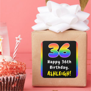 36e verjaardag: Regenboogspectrum # 36, Aangepaste Vierkante Sticker