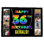 36e Verjaardag: Regenboogtekst, Aangepaste foto's  Groot Cadeauzakje (Achterkant)