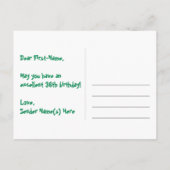 36e verjaardag: roze strepen & harten, regenboog 3 briefkaart (Achterkant)