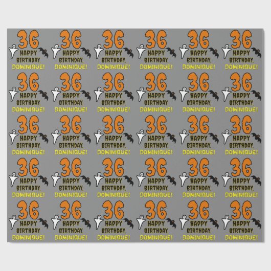 36e verjaardag: Spooky Halloween Thema, aangepaste Cadeaupapier (Vlak)