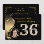 36e, Verjaardag Uitnodiging, Nummer Diamant, Foto  Kaart (Voorkant / Achterkant)