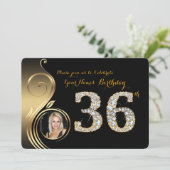 36e, Verjaardag Uitnodiging, Nummer Diamant, Foto  Kaart (Staand voorkant)