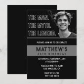 36e verjaardag Uitnodigingen Black Het Man De Lege (Voorkant / Achterkant)