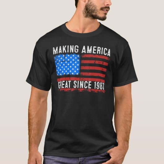 36e verjaardag van Amerika geweldig sinds 1987 T-shirt (Voorkant)
