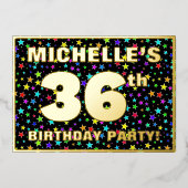 36e verjaardag van de Vreugde - Fun, kleurrijk ste Folie Uitnodiging (Voorkant)