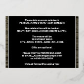 36e verjaardag: Vet, Faux-waterkorenpatroon Folie Uitnodiging (Achterkant)