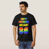 36e verjaardag — vet, leuk, regenboog 36, aangepas t-shirt (Voorkant volledig)