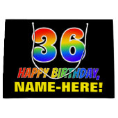 36e verjaardag: Vet, Vun, eenvoudig, regenboog 36 Groot Cadeauzakje (Voorkant)