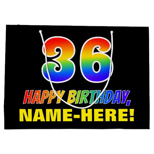 36e verjaardag: Vet, Vun, eenvoudig, regenboog 36 Groot Cadeauzakje (Achterkant)