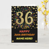 36e Verjaardag Vuurwerk Rainbow Gold Fun Kaart (Gele Bloem)