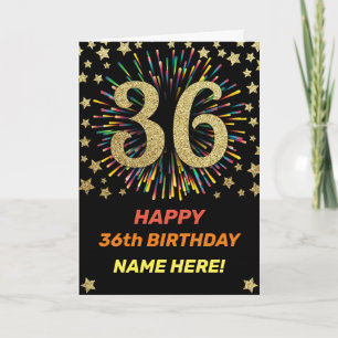 36e Verjaardag Vuurwerk Rainbow Gold Fun Kaart