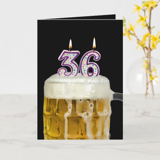 36e verjaardag zwarte bier kaart (Gele Bloem)