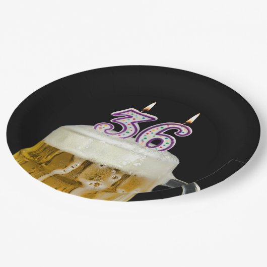 36e verjaardag zwarte bier papieren bordje (Gekanteld)