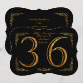 36e, Verjaardagsfeest 36e, grote Gatsby, zwart & g Kaart (Voorkant / Achterkant)
