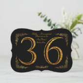 36e, Verjaardagsfeest 36e, grote Gatsby, zwart & g Kaart (Staand voorkant)