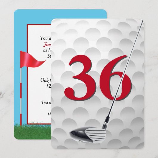 36e verjaardagsfeestje golf thema kaart (Voorkant / Achterkant)