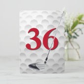 36e verjaardagsfeestje golf thema kaart (Staand voorkant)