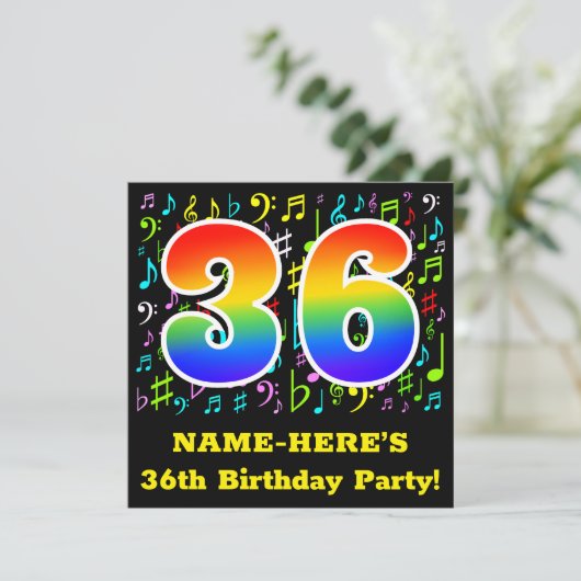 36e verjaardagsfeestje: Leuke muzieksymbolen, Rain Kaart (Staand voorkant)