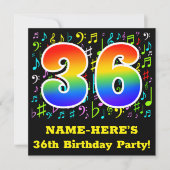 36e verjaardagsfeestje: Leuke muzieksymbolen, Rain Kaart (Voorkant)