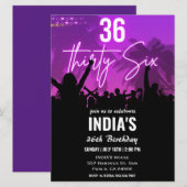 36e verjaardagsfeestje roze neon uitnodiging (Voorkant / Achterkant)