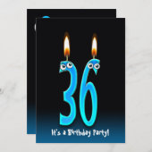 36e verjaardagsfeestje uitnodigen kaart (Voorkant / Achterkant)