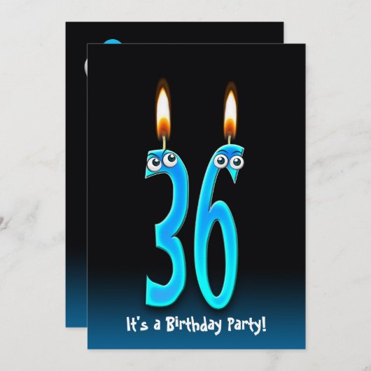 36e verjaardagsfeestje uitnodigen kaart (Voorkant / Achterkant)