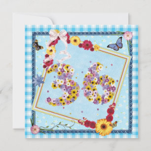 36e verjaardagsfeestje Uitnodiging bloemen, vlinde