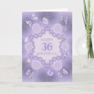 36e verjaardagskaart met lavendel bloemen kaart