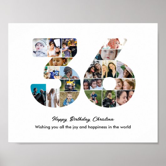 36e verpartijdag Nummer 36 Fotocollage Poster (Voorkant)