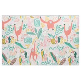 (36in) Oerwoud Happy Animals Patroon felle kleuren Stof