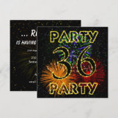 36ste verjaardag uitnodiging met vuurwerk (Voorkant / Achterkant)