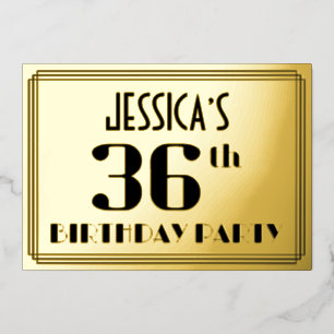36ste verjaardagsfeest: Art Deco-uitstraling “36” Folie Uitnodiging